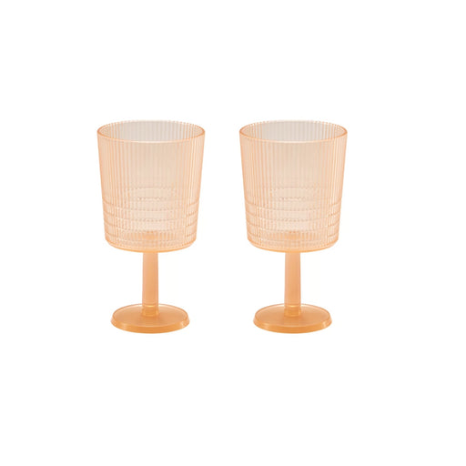  IKEA KALLSINNIG orange plastic wine glass ribbed design elegant stemmed shape 32cl #80623636