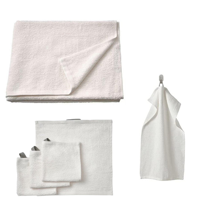 IKEA DIMFORSEN Bath towel, white70x140 cm with Hand towel, white40x70 cm and Washcloth, white30x30 cm