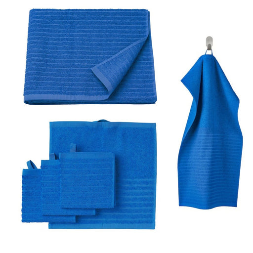 Explore the IKEA VÅGSJÖN 6-Piece Bath Towel Set in bright blue - a blend of style and functionality for your bathroom