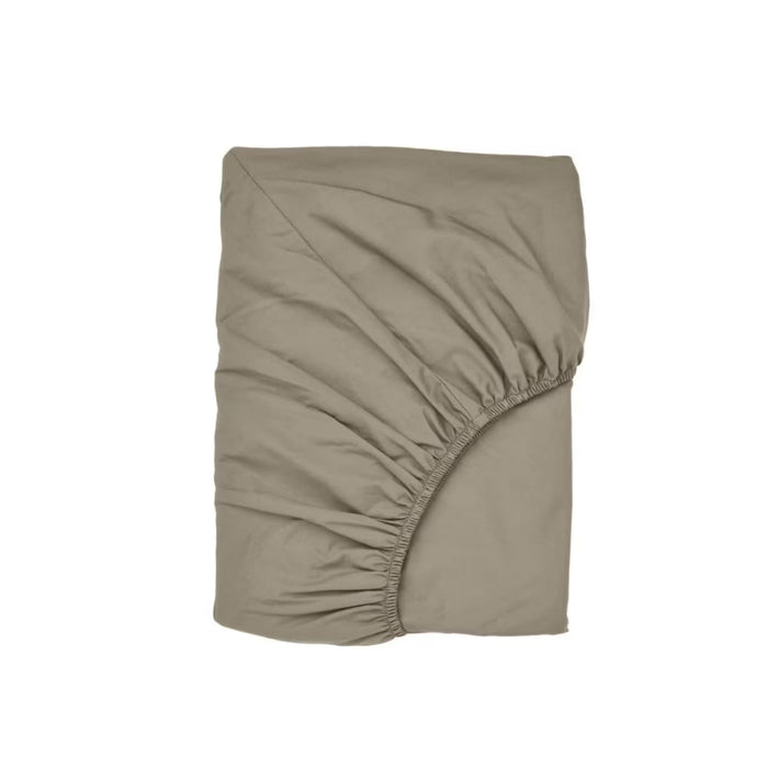 IKEA ULLVIDE fitted sheet grey-beige 90x200 cm gathered elastic edges cotton lyocell percale #90590211