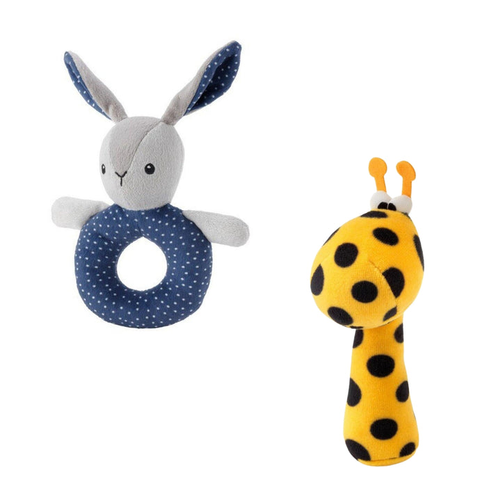 IKEA Rattle, multicolour/yellow  with GULLIGAST Rattle, grey/blue