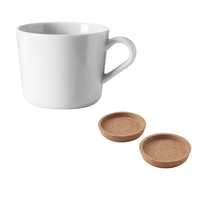 IKEA 365+ Coaster, cork9 cm with 365+ Mug, white24 cl