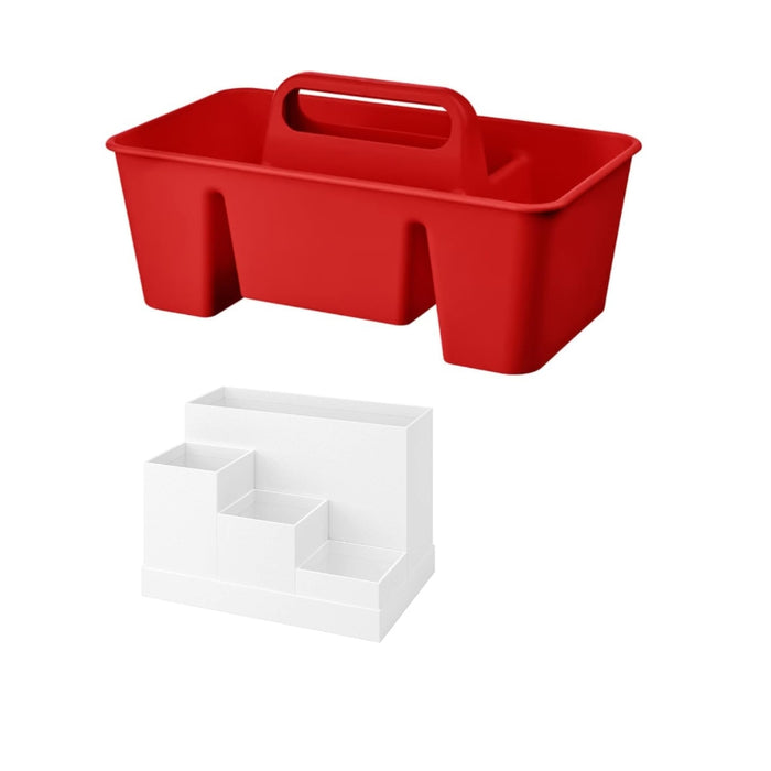 IKEA Desk Organiser combo Red, 32x18x16 cm and white, 18x17 cm