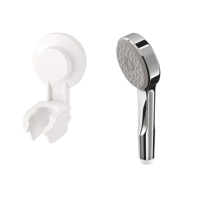 IKEA TISKEN Hand Shower Set – Suction Cup Bracket (White) with Single-Spray Handshower, Chrome-Plated