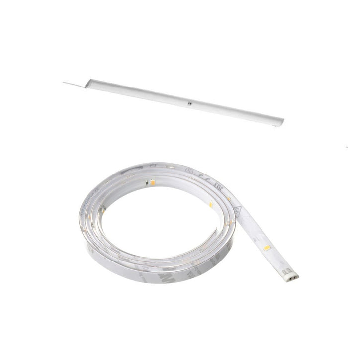 IKEA NORRFLY LED lighting strip, aluminium-colour, 55 cm with LED lighting strip, white, 1 m (39 ")