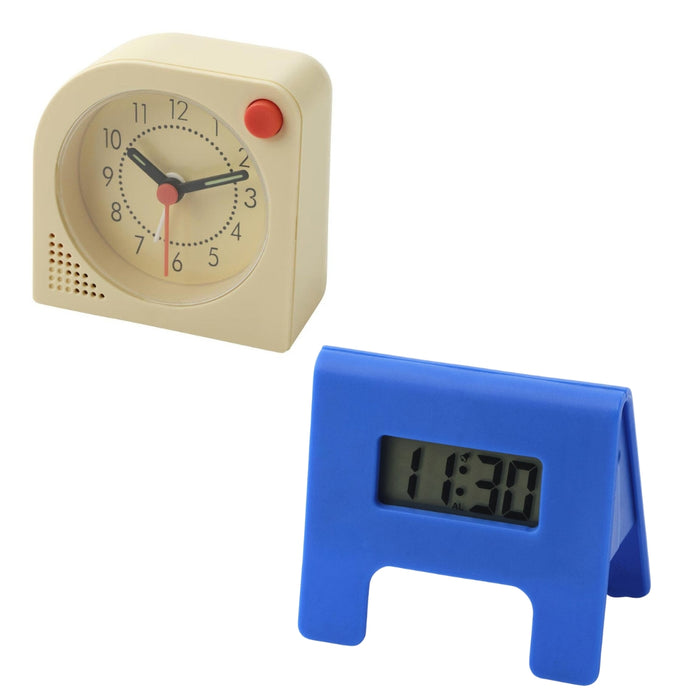 IKEA KUPONG/TJINGA Alarm clock, bright blue, 7x6 cm with Alarm clock, pale yellow, 8x8 cm