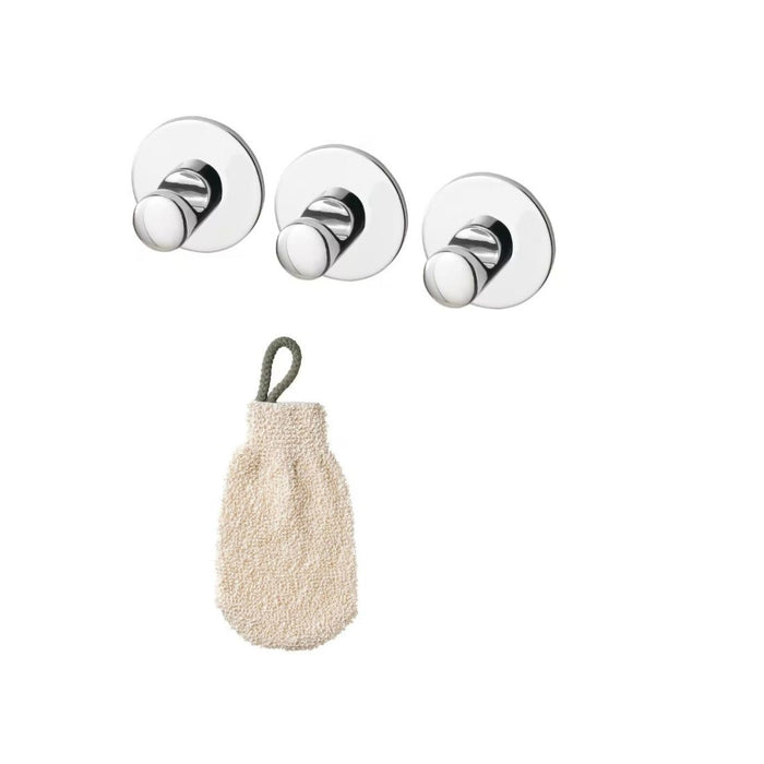 IKEA  PRAKTPORTLAK Scrub mit, natural colour with  Hook, self-adhesive, chrome-plated