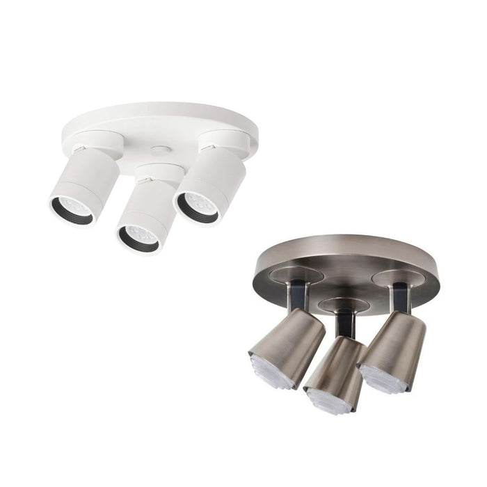 IKEA NYMÅNE Ceiling spotlight with 3 spots, white & MONAZIT Ceiling spotlight with 3 spots, nickel-plated