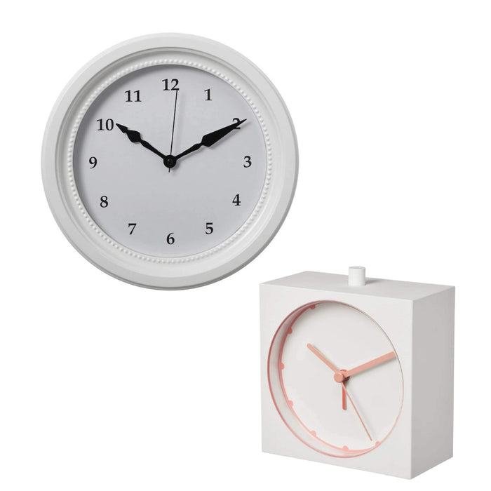 IKEA SÖNDRUM/BAJK Wall clock, white with Alarm clock, white5x11 cm