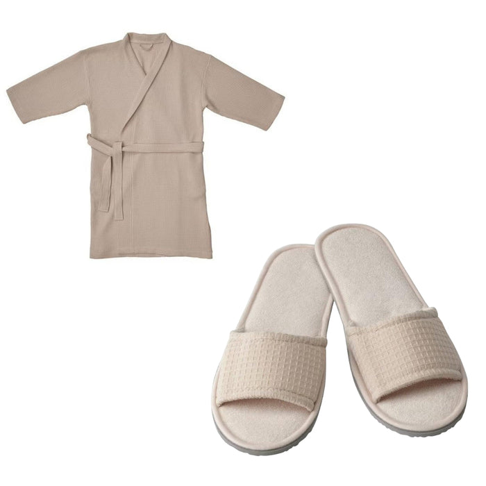IKEA BJÄLVEN/SKOVELSJÖN Bath robe, beige, S/M with Slippers, beigeS/M