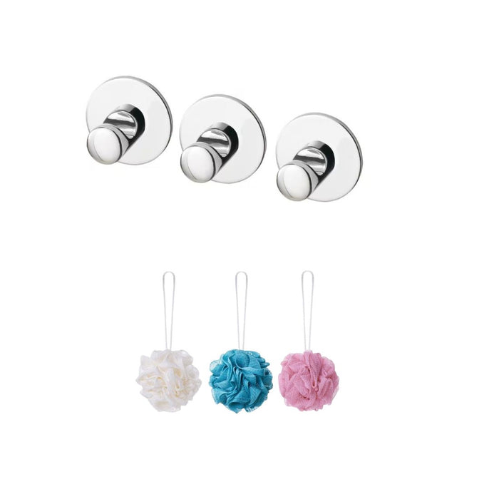 IKEA ÅBYÅN Body puff, multicolour with Hook, self-adhesive, chrome-plated