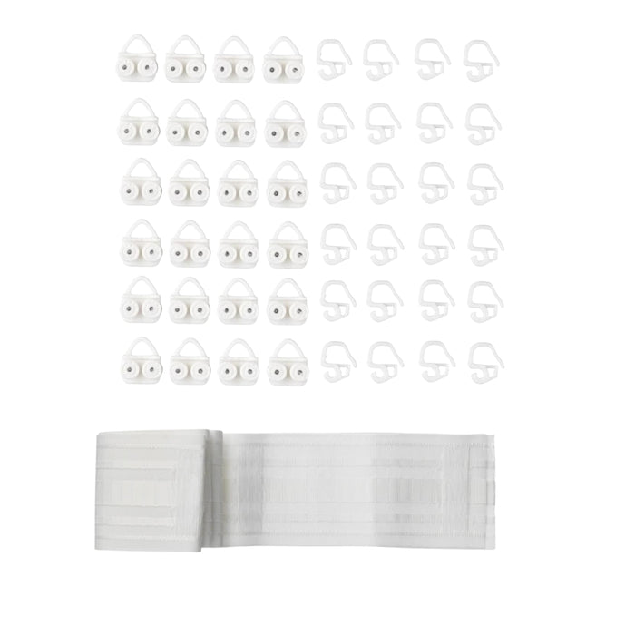 IKEA VIDGA Glider and Hook, White, 2 cm. with KRONILL Heading tape, white8.5x310 cm