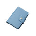 Digital Shoppy sky blue document wallet – compact leather cardholder with white stitching and silver snap button
