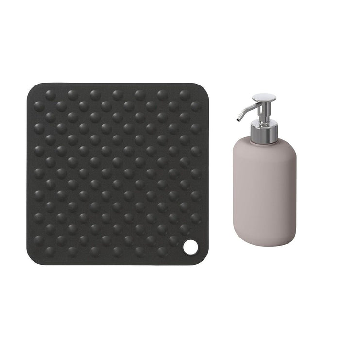 IKEA BLÅSJÖN Shower mat, grey, 50x50 cm with Soap dispenser, beige