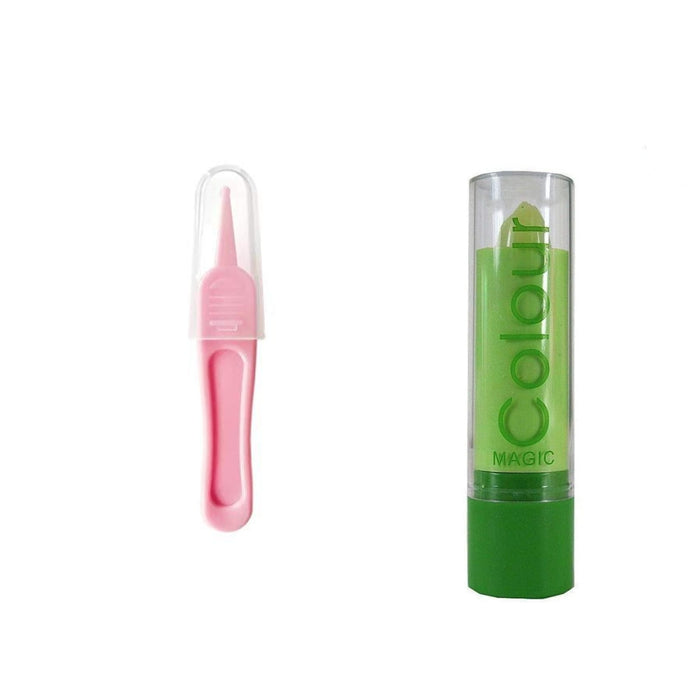Digital Shoppy Baby Care Ear Nose Navel Cleaning Tweezers Safety Forceps Plastic Cleaner Clip (PINK) withDigital Shoppy CHANCCI Women's Magic Color Changing Glossy Lip balm Moisture Anti-aging Protection Lips