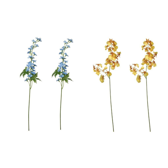 IKEA SMYCKA Artificial flower, in/outdoor/Larkspur blue, 60 cm with Artificial flower, in/outdoor Orchid/yellow, 65 cm