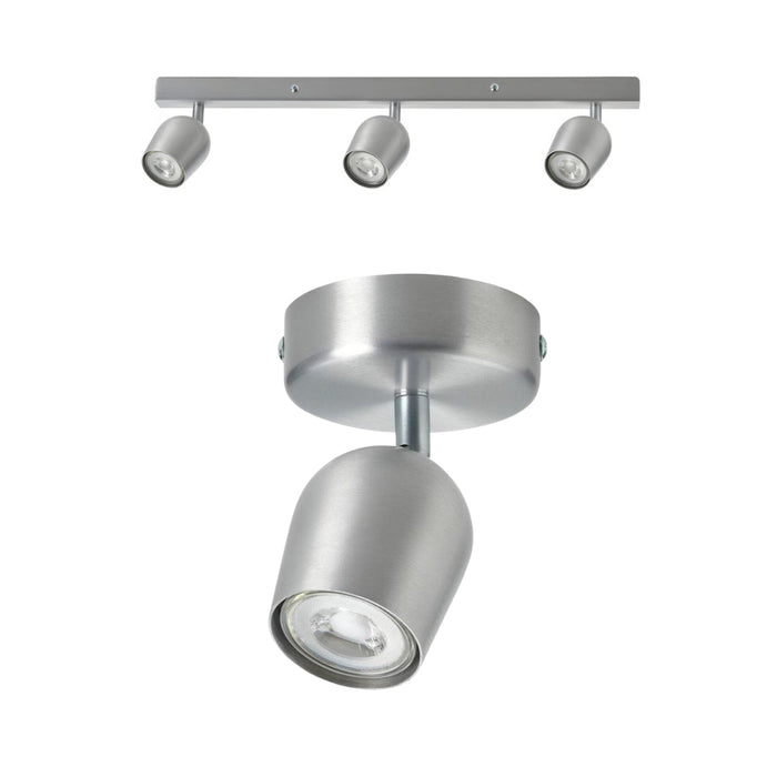 IKEA RÖKFRI Ceiling spotlight with 3 spots, aluminium-colour with Ceiling spotlight with 1 spot, aluminium-colour