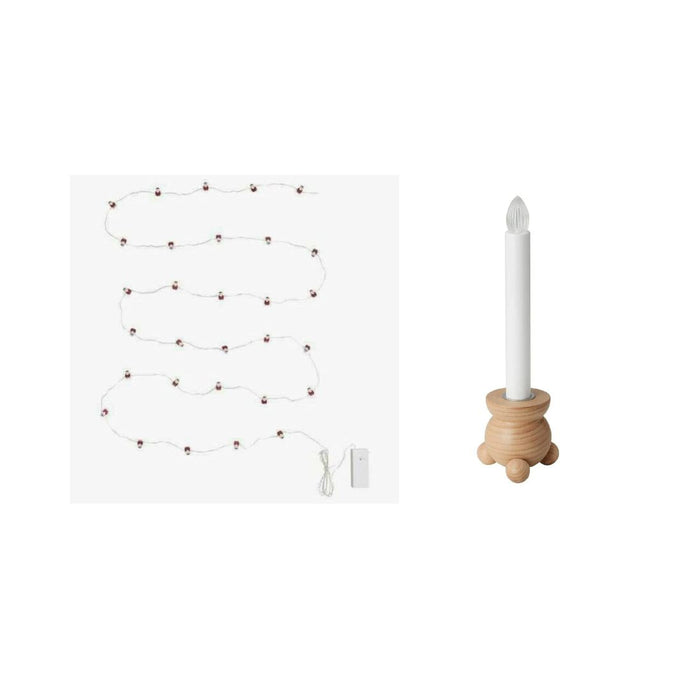 IKEA STRÅLA LED lighting chain with 30 lights, battery-operated/Santa Claus With LED Candle Holder, Battery-Operated,