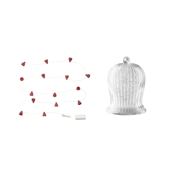 IKEA STRÅLA LED lighting chain with 15 lights, battery-operated/hat with LED table decoration, battery-operated bell-shaped/large clear