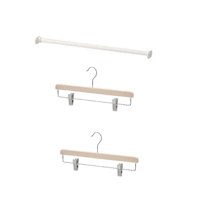 IKEA Platsa HJÄLPA clothes rail, white 80 CM with BUMERANG Skirt hanger, natural.Pack of 2