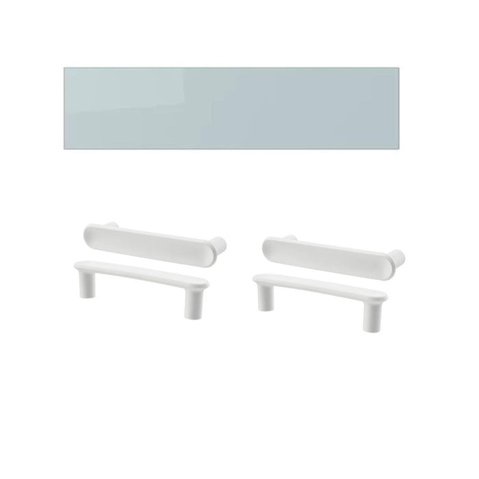IKEA KALLARP Drawer front, high-gloss light grey-blue, 40x10 cm with Handle, white, 116 mm