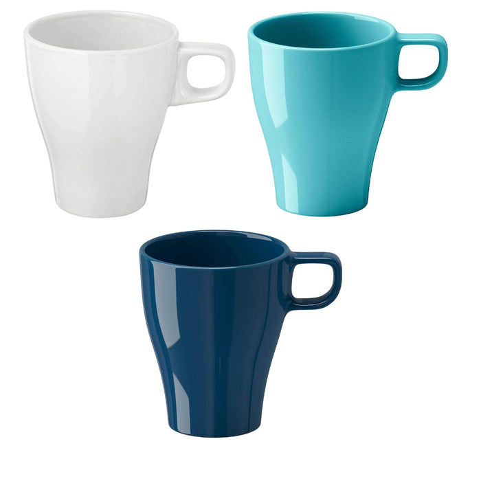 IKEA FÄRGRIK Mug, stoneware white25 cl with Mug, turquoise25 cl and Mug, dark turquoise25 cl