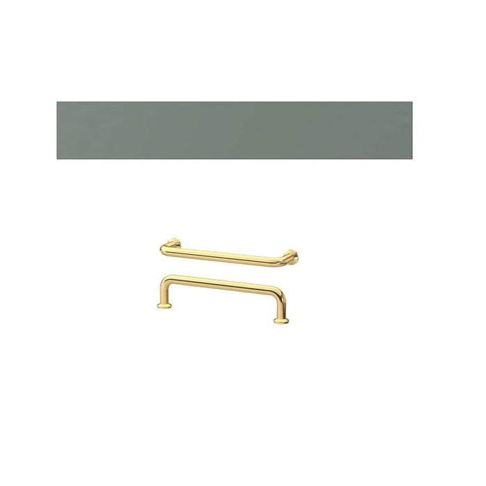 IKEA BODARP Drawer Front Set – Grey-Green (60×10 cm) with Brass-Colour Handle (143 mm)