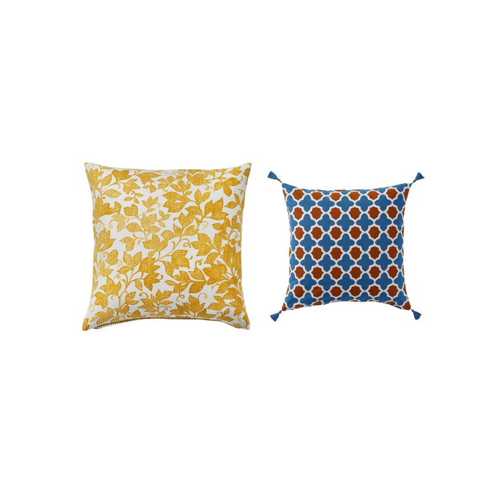 IKEA Cushion cover combo yellow/white and brown blue/white, 50x50 cm (20x20 ")