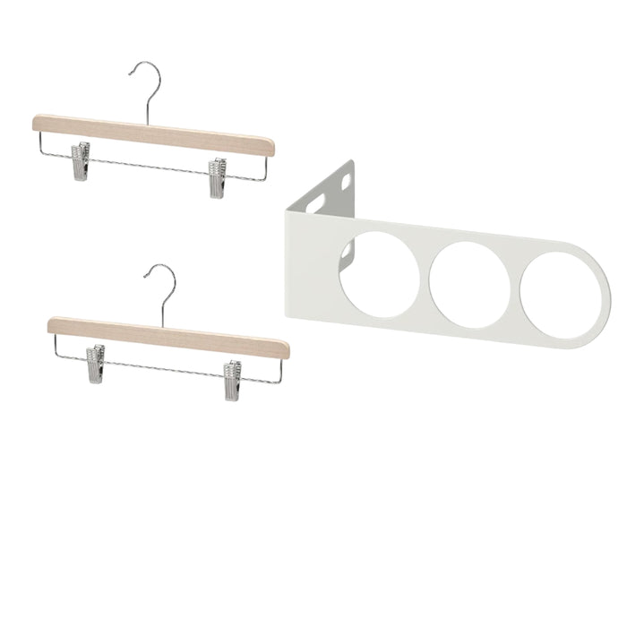 IKEA KOMPLEMENT Valet Hanger, 17x5 cm (6 1/2x2 ") (White) with BUMERANG Skirt hanger, natural.Pack of 2
