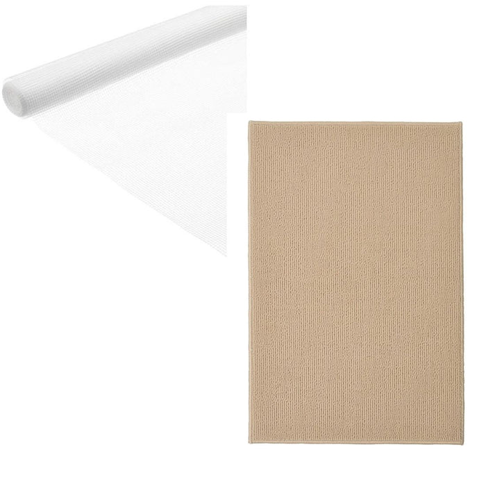 Ikea STOPP Anti-slip underlay, 67.5x200 cm with Bath mat, beige, 40x60 cm