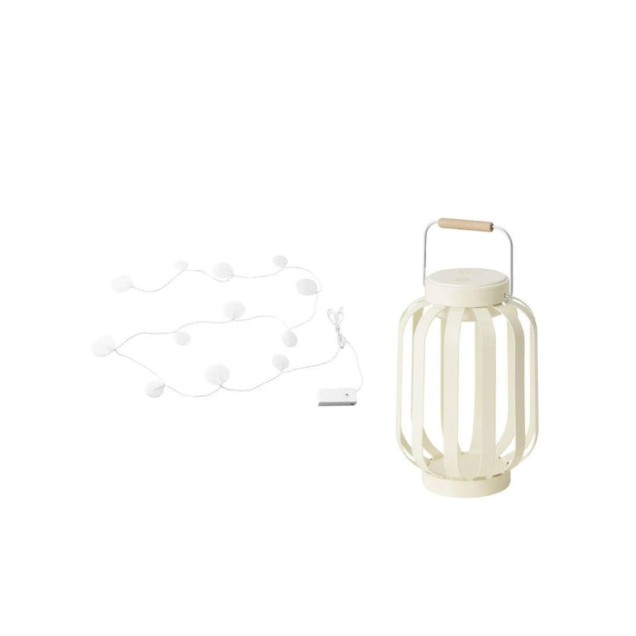 IKEA  LED lighting chain with 12 lights, battery-operated/Pebbles white with LED decorative table lamp, battery-operated outdoor/beige stripe, 17 cm