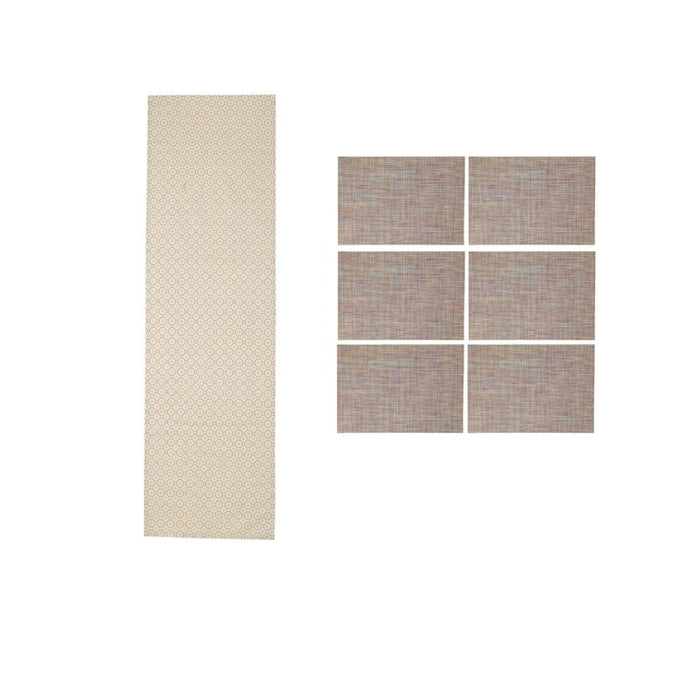 IKEA LJUVARE Table-Runner ( 1 unit ), Beige, 40x140 cm (16x55) with SNOBBIG Place Mat, 45x33 cm Pack of 6