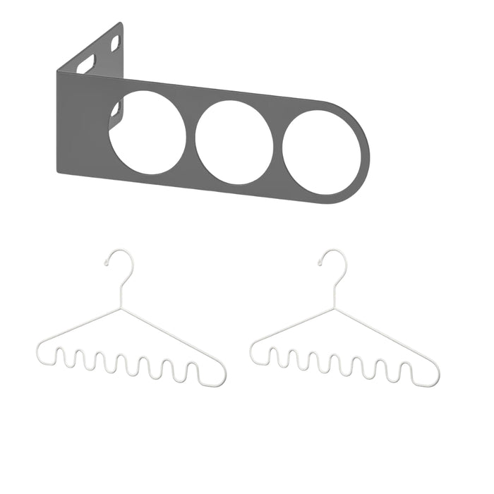 IKEA KOMPLEMENT Valet Hanger, 17x5 cm (6 1/2x2 ") (Grey) with STAJLIG Multifunction hanger, white in/outdoor. pack of 2
