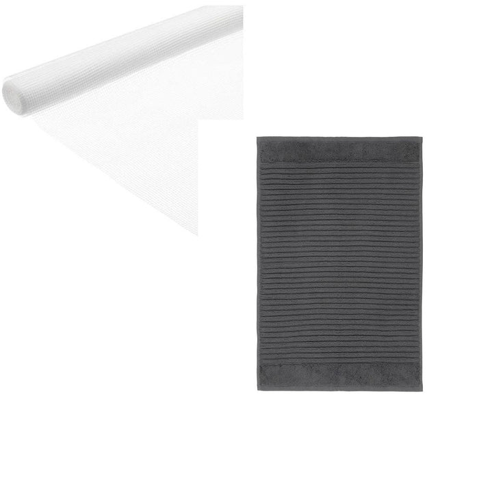 IKEA STOPP Anti-slip underlay, 67.5x200 cm with Bath mat, dark grey, 40x60 cm