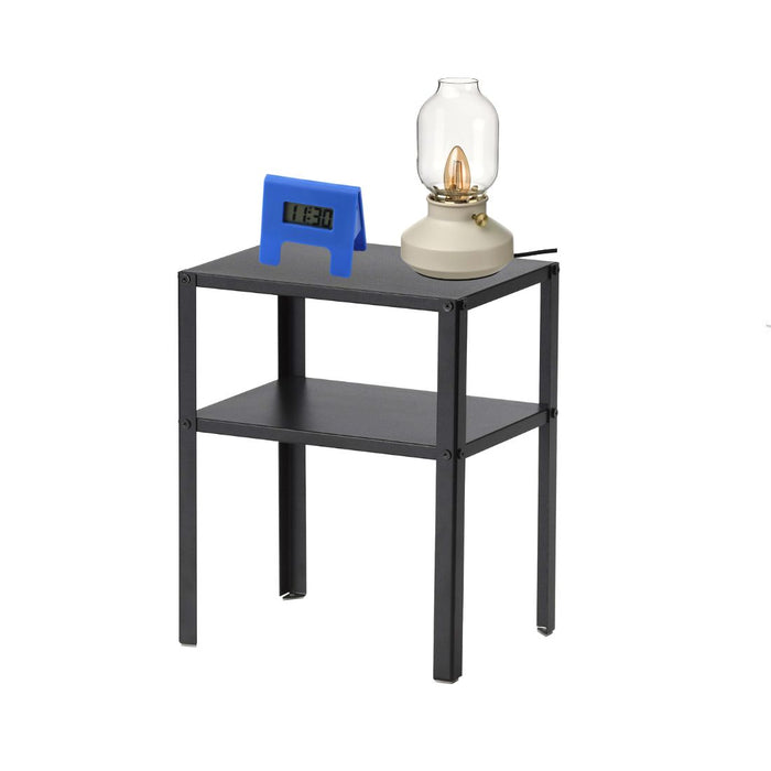 IKEA Bedside Set – Table Lamp 25 cm, Black Bedside Table 37x28 cm & Blue Alarm Clock, 7x6 cm