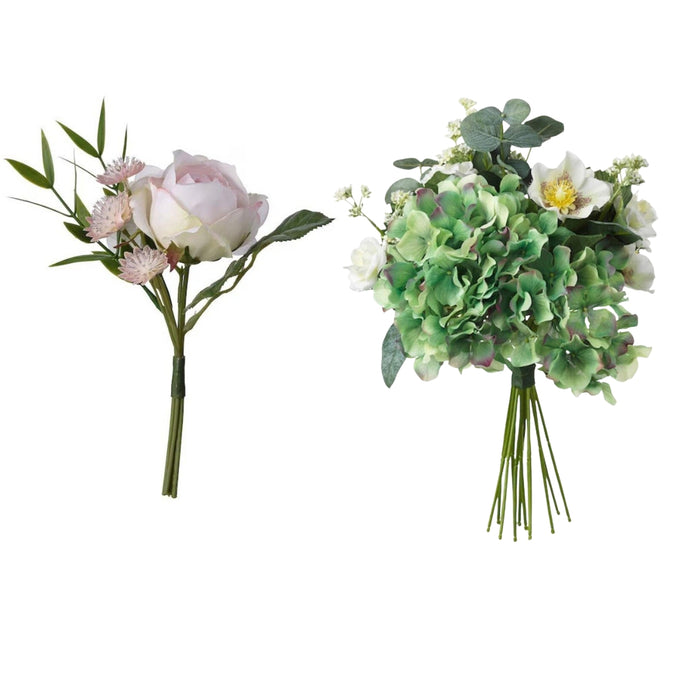 IKEA SMYCKA Artificial bouquet, in/outdoor light pink, 23 cm with  SMYCKA Artificial bouquet, white, 35 cm
