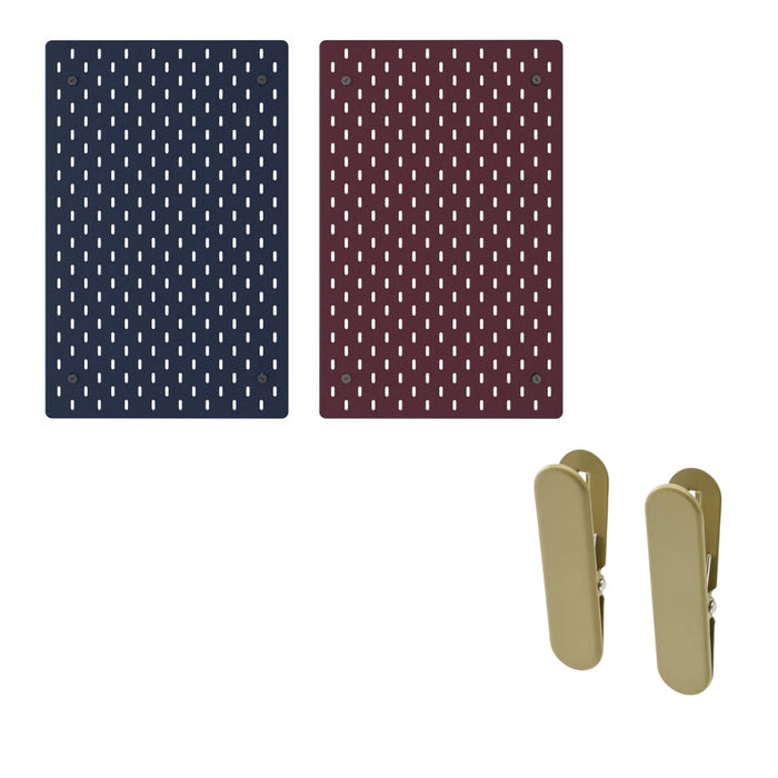 Ikea SKÅDIS Pegboard, Double Sided/Dark Grey-Blue Dark Lilac-red, 36x56 cm with SKÅDIS Clip, Beige-Green,