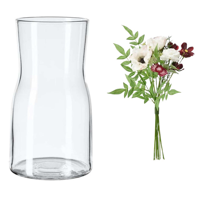IKEA Artificial bouquet, in/outdoor pink/white/red-brown,52 cm  with TIDVATTEN Vase, clear glass, 17 cm (6 ¾ ")