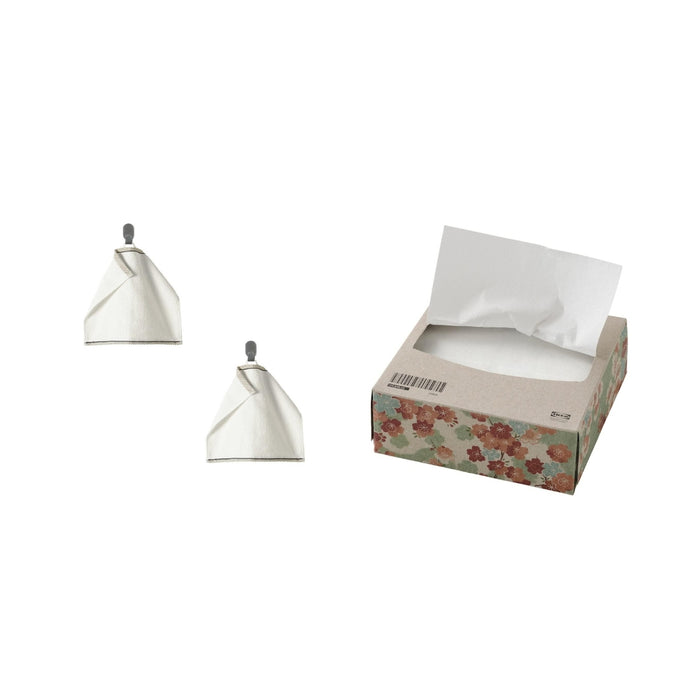 IKEA VIKFJÄRD Washcloth, white30x30 cm (12x12 ") ( 2 PACK ) with Paper napkin, white, 16x32 cm (6 ¼x12 ½ ") ( 100 pack )