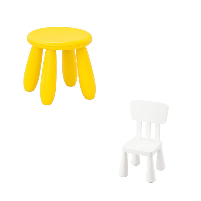IKEA MAMMUT Children's stool( yellow ) and chair ( white )