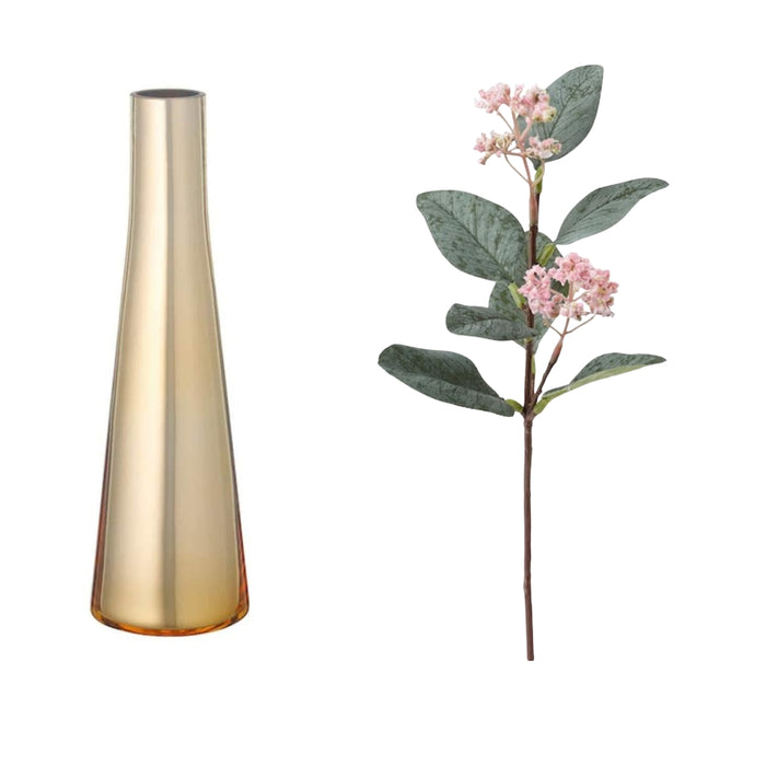 IKEA SMYCKA Artificial flower, eucalyptus/pink30 cm with  UPPGJORD Vase, 21 cm (8 ¼ ") (Brass-Color)