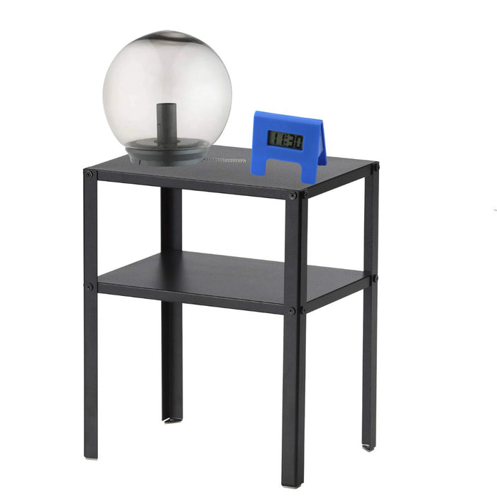IKEA Bedside Set –  Table lamp, grey, 17 cm, Black Bedside Table (37×28 cm) & Blue Alarm Clock 7x6 cm