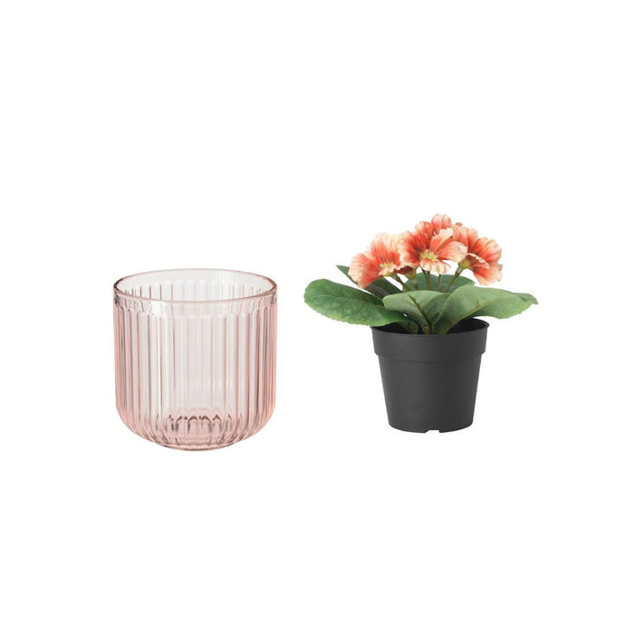 IKEA Artificial potted plant, in/outdoor/primula orange, 9 cm with  Plant pot, in/outdoor light pink, 9 cm