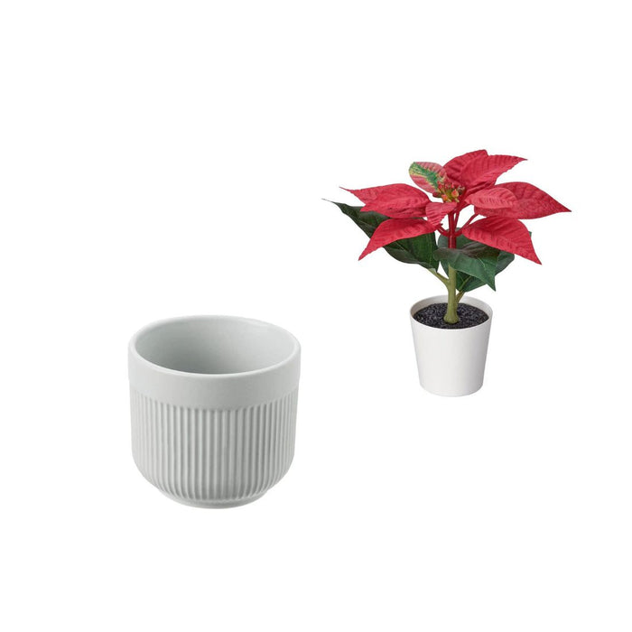 IKEA Artificial potted plant with pot, in/outdoor/Poinsettia red, 6 cm WITH  Plant pot, grey, 6 cm