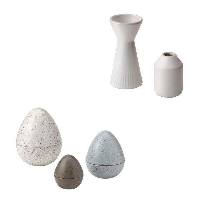 IKEA Decoration set of 3, egg brown/grey/white with  Decoration set of 2, ceramic