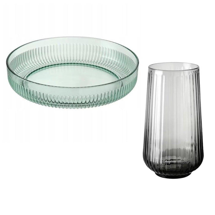IKEA GRADVIS Decorative Bowl, 28 cm, Green with Vase, grey19 cm