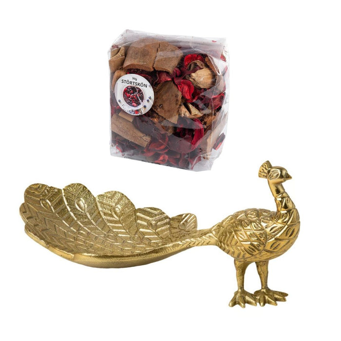 IKEA Scented potpourri, Berries/red, 90 g with Decoration, peacock/gold-colour, 9 cm