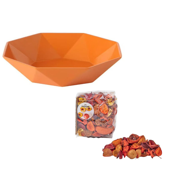 IKEA ARBETE Decorative bowl, orange35 cm (13 ¾ ")  with  FRÖFINK Scented potpourri, Peach orange, 60 g