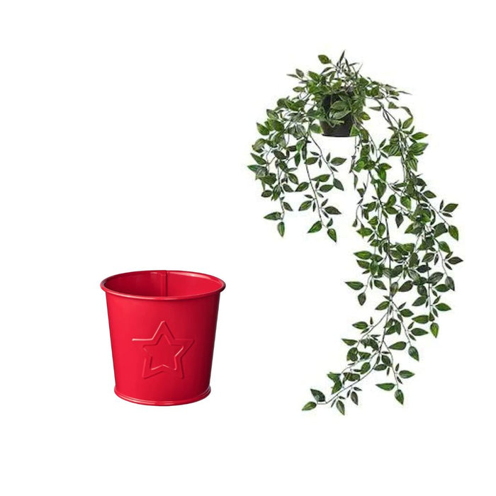 IKEA Artificial Potted Plant, in/Outdoor/Hanging, 9 cm with Plant Pot, Star Pattern red, 9 cm
