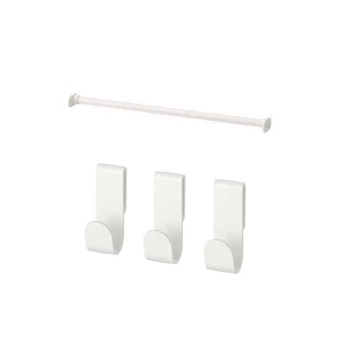 IKEA HJÄLPA Hook, white 3 pack with Clothes Rail, White, 80X55 cm